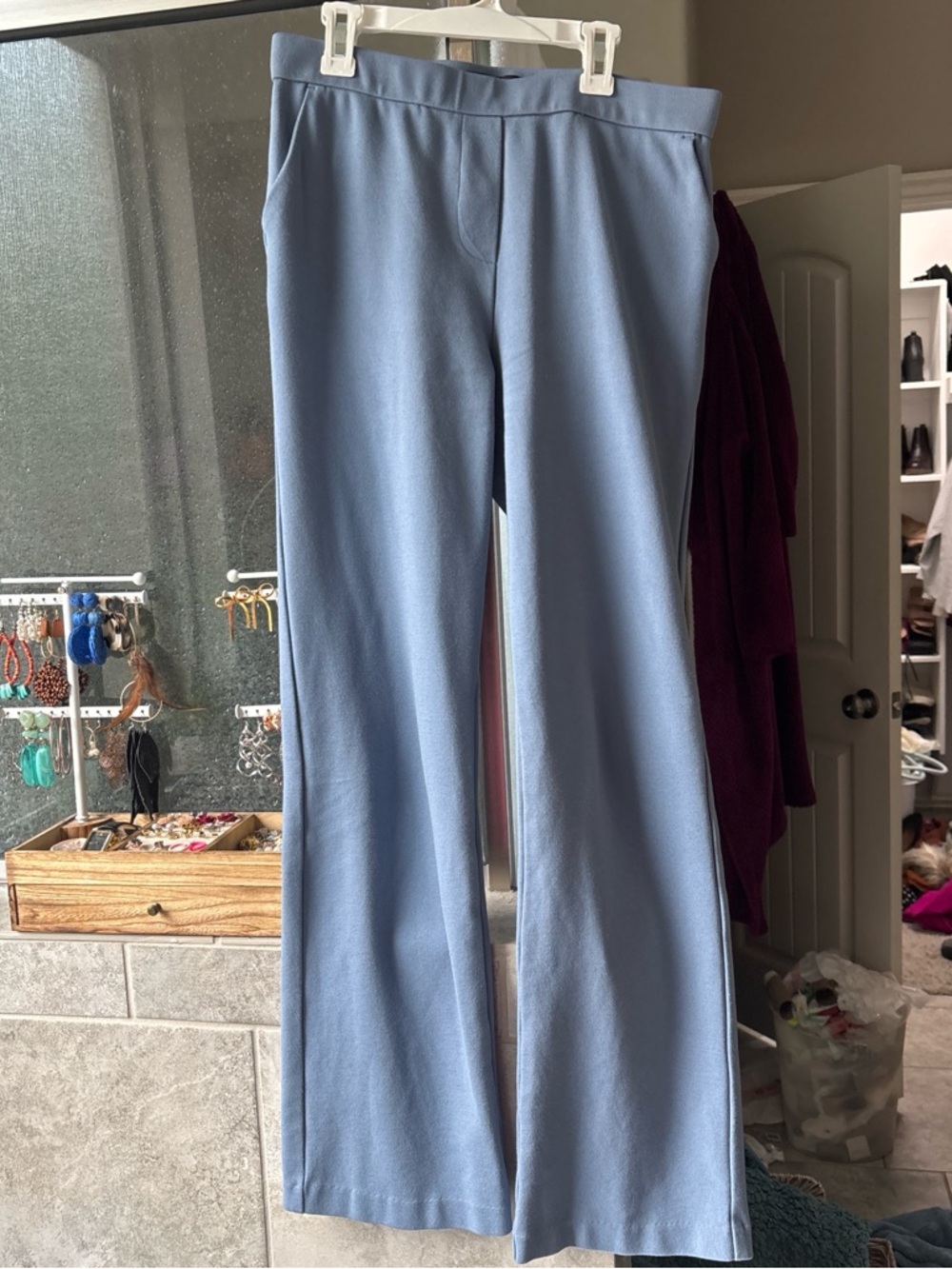 Light Blue Straight-Leg Dress Pants